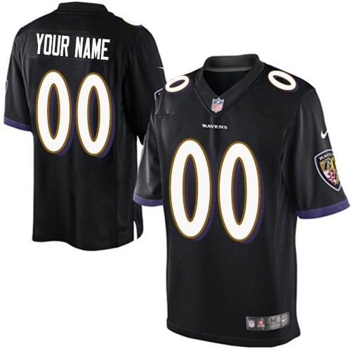 Youth Elite Nike Jersey Black Alternate - Customized NFL Baltimore Ravens